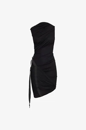 Helmut Lang Womens Wind Ruched Stretch-Woven Midi Dress