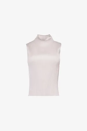 PLEATS PLEASE ISSEY MIYAKE Womens High-Neck Sleeveless Knitted Top