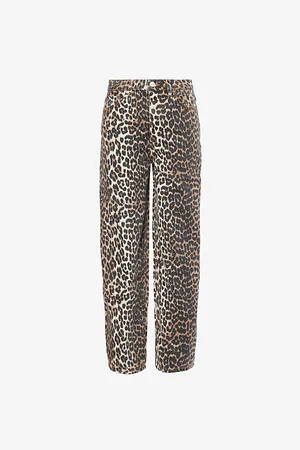 Ganni Womens Stary Barrel-Leg Organic-Denim Jeans