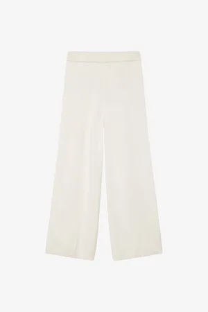 Joseph Womens Cropped Wide-Leg Mid-Rise Stretch-Silk Blend Trousers
