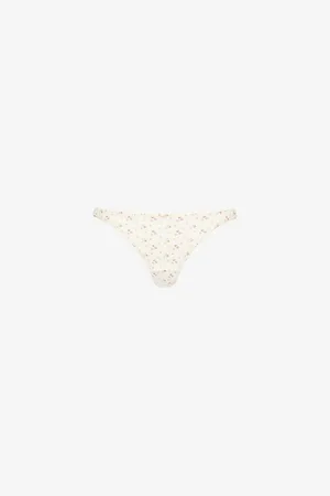 Cou Cou Intimates Womens Mid-Rise Pointelle-Pattern Organic-Cotton Thong