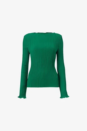 Whistles Womens Elsa Boat-Neck Plissé Top