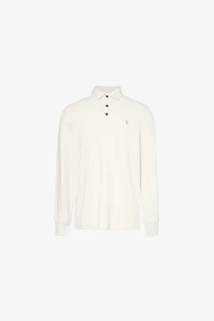 Ralph Lauren Mens Brand-Embroidery Long-Sleeves Relaxed-Fit Cotton-Blend Polo Shirt