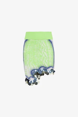 PH5 Womens Casey Wavy Sequin-Embellishment Stretch-Recycled-Viscose Blend Mini Skirt