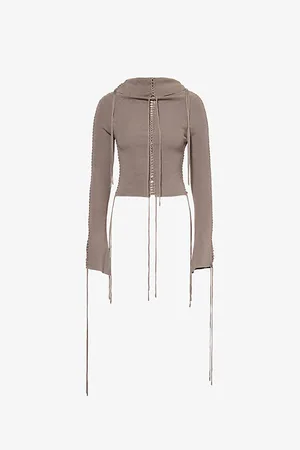 Jaded London Womens Vargo Lace-Up Woven-Blend Top