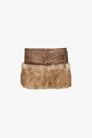 Jaded London Womens Raven Faux-Fur Embellishment Faux-Leather Mini Skirt
