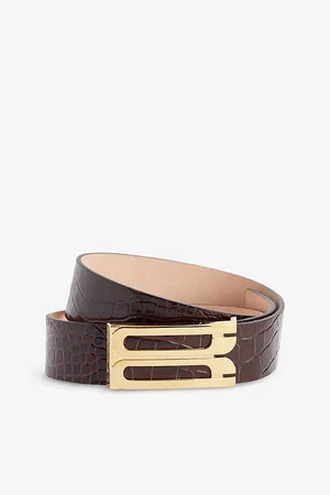 Victoria Beckham Womens Jumbo Frame Croc-Embossed Leather Belt