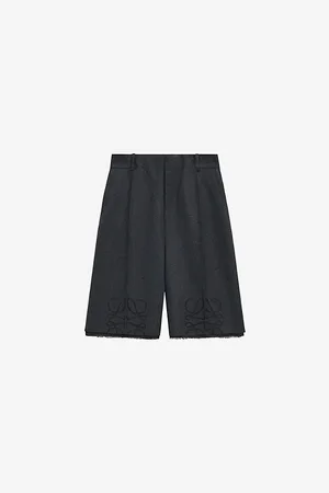 Loewe Womens Anagram Logo-Print Wool and Cashmere Short