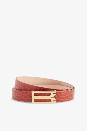 Victoria Beckham Womens Regular Frame Buckle-Embellished Leather Belt
