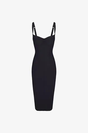 SKIMS Womens Dolce & Gabbana x Picot-Trim Slim-Fit Stretch-Woven Midi Dress
