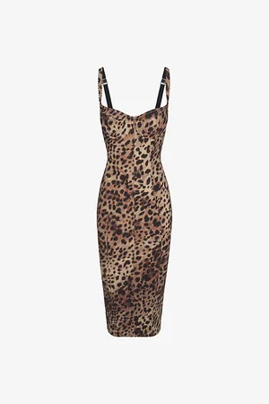 SKIMS Womens Dolce & Gabbana x Picot-Trim Slim-Fit Stretch-Woven Midi Dress