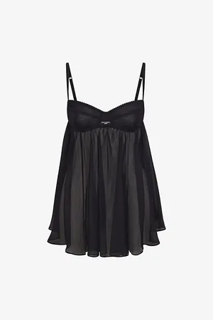 SKIMS Womens Dolce & Gabbana x Logo-Patch Semi-Sheer Silk Nightdress