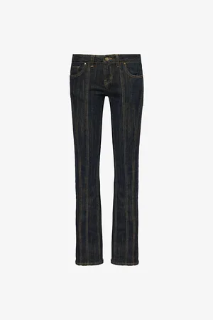 Jaded London Womens Trinity Cooper Exposed-Stitching Straight-Leg Low-Rise Stretch-Denim Jeans