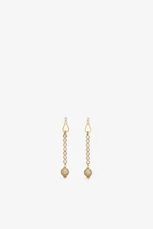 Brinker & Eliza Womens After Party 24ct Antique Yellow- Plated Brass and Crystal Drop Earrings