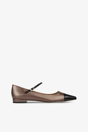 LK Bennett Womens Monty Pointed-Toe Metallic-Leather Flats