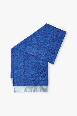 Loewe Womens Anagram Logo-Pattern Cashmere and Wool-Blend Scarf