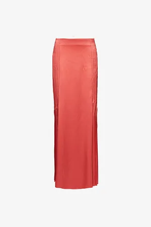 Alberta Ferretti Womens Pleated Flared-Hem Satin Maxi Skirt