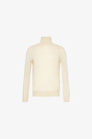 VALENTINO GARAVANI Womens Turtleneck Brand-Plaque Cashmere and Silk-Blend Jumper