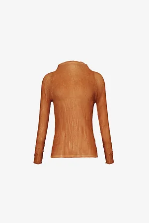 Issey Miyake Womens Twist Pleats Chiffon Top