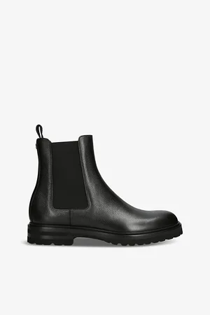Dolce & Gabbana Mens Elasticated-Panel Pull-Tab Leather Chelsea Boots