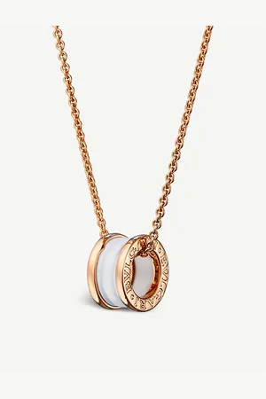 Bvlgari Womens B.Zero1 18ct Rose-Gold and White-Ceramic Pendant Necklace