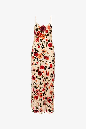 RODARTE Womens Rose Slip Devoré Maxi Dress