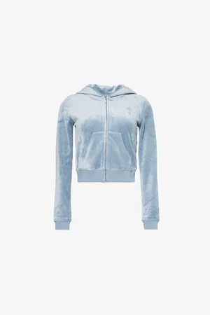 Juicy Couture Womens Robyn Zip-Front Logo-Embroidery Velour Hoody