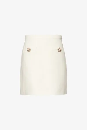 VALENTINO GARAVANI Womens Crepe Two-Welt-Pockets Wool and Silk-Blend Mini Skirt