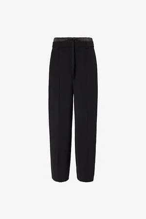 Vince Womens Double-Waistband Straight-Leg Mid-Rise Recycled Polyester-Blend Trousers