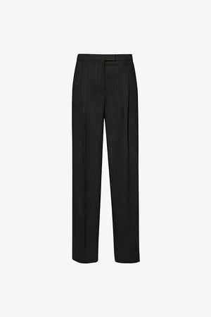 Acne Studios Womens Pingo Pinstripe High-Rise Wide-Leg Wool-Blend Trousers