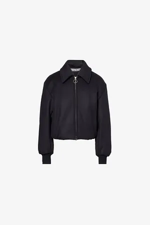 Acne Studios Womens Owelle Bomber Padded Wool-Blend Felt Jacket