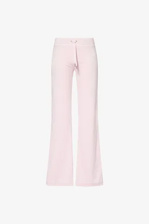 Juicy Couture Womens Monogram Lisa Embossed Low-Rise Straight-Leg Velour Jogging Bottoms