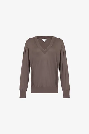 Bottega Veneta Womens Brand-Embroidery V-Neck Cashmere Jumper
