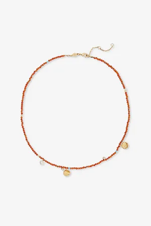 Anni Lu Womens Maroon Harmony 18ct Yellow -Plated Brass and Glass Necklace