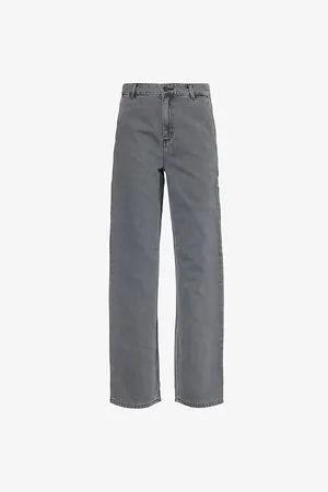 Carhartt Womens Pierce Patch-Pockets Straight-Leg High-Rise Denim Trousers
