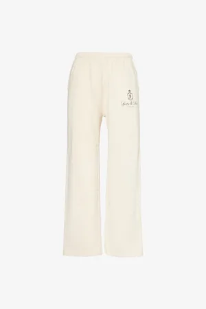 Sporty & Rich Womens Vendome Two-Slip-Pockets Straight-Leg High-Rise Cotton-Jersey Jogging Bottoms