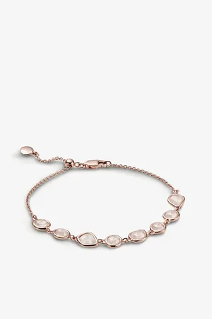 Monica Vinader Womens Siren Mini Nugget Cluster 18ct Rose-Gold Vermeil and Rose Quartz Bracelet