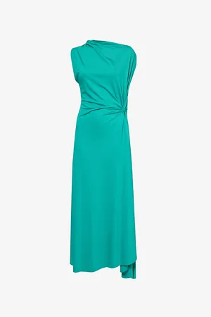 Victoria Beckham Womens Drape Front Assymmetric Stretch-Jersey Maxi Dress