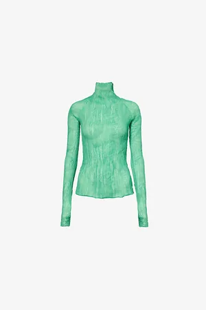 Issey Miyake Womens Twist Pleats Chiffon Top