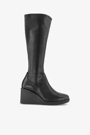 Vagabond Womens Deena Knee-High Wedge-Heel Leather Boots