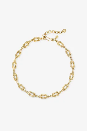 Brinker & Eliza Womens Love Knot 24ct Antique Yellow- Plated Brass Necklace