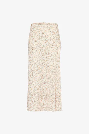 Victoria Beckham Womens Spiral Seam Floral Crepe Midi Skirt