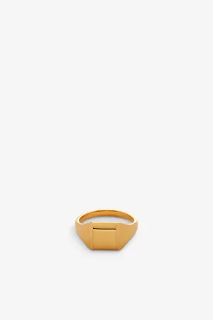 Monica Vinader Womens Signature Recycled 18ct -Plated Vermeil Sterling-Silver Signet Ring
