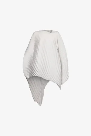 Issey Miyake Womens Nuance Solid Cape-Sleeve Knitted Top