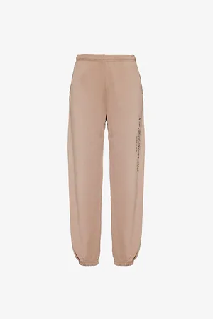 Sporty & Rich Womens Brand-Print Two-Slip-Pockets Straight-Leg High-Rise Cotton-Jersey Jogging Bottoms