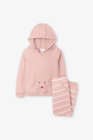The Little White Company Jingles Reindeer Cotton Hoody and Jogging Bottoms Set 0-18 Months