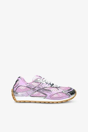 Bottega Veneta Mens Orbit Metallic-Panel Low-Top Woven Trainers