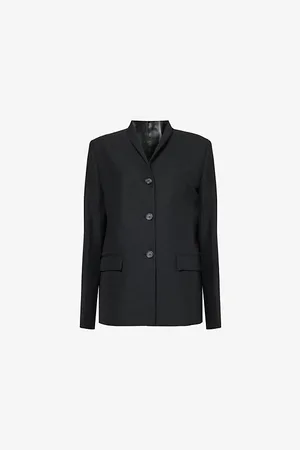 Totême Womens Overlay Single-Breasted Regular-Fit Polyester and Wool-Blend Jacket