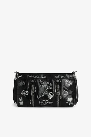 Zadig & Voltaire Womens Sunny Mood Slogan-Print Leather Shoulder Bag