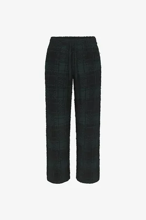 SKIMS Womens Check-Print Fluffy-Knit Jogging Bottoms